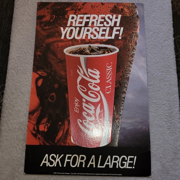 Vintage Coca-Cola Refresh Yourself! 3D Cardboard Advertising Display Poster - Picture 5 of 12